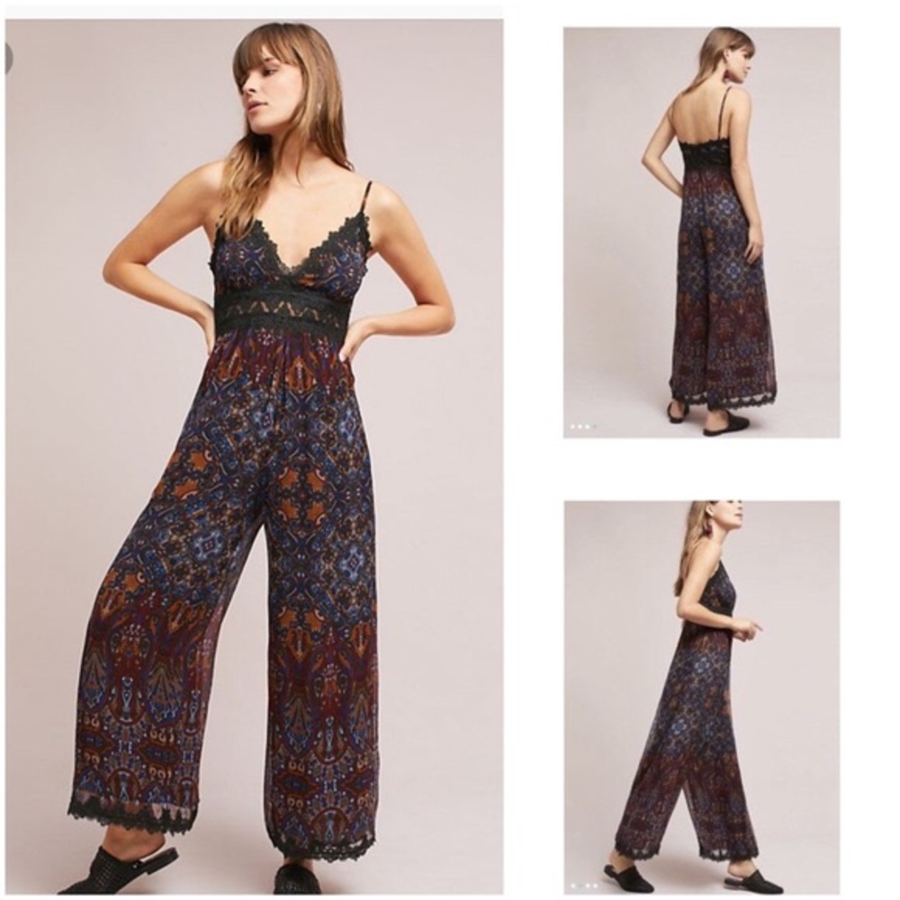 Mosaic Lace-Trimmed Jumpsuit by Love Sam, S, NWT